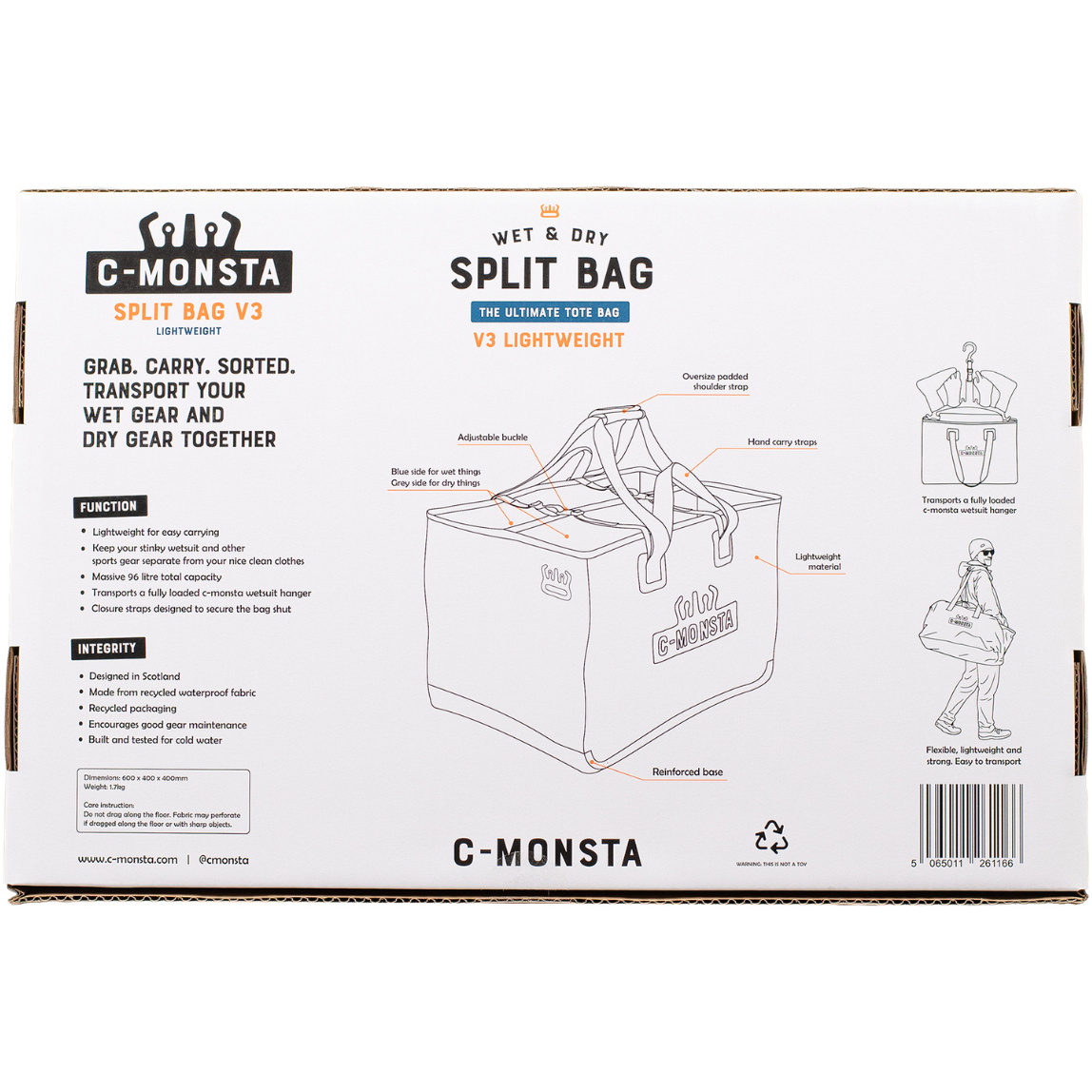 2026 C-Monsta Lightweight Split Bag V3 C-MSBLV3 - Grey
